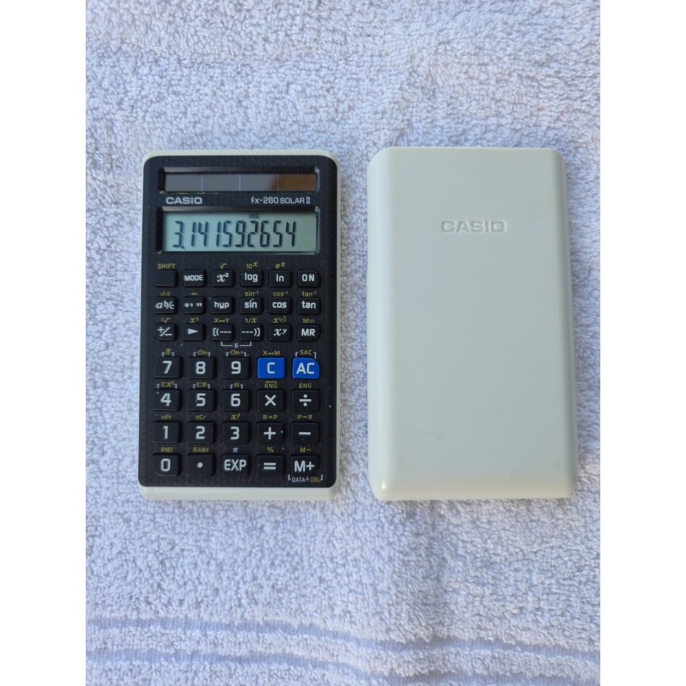 Casio fx-260 SOLAR II Scientific Calculator Black White Solar Powered Case E2